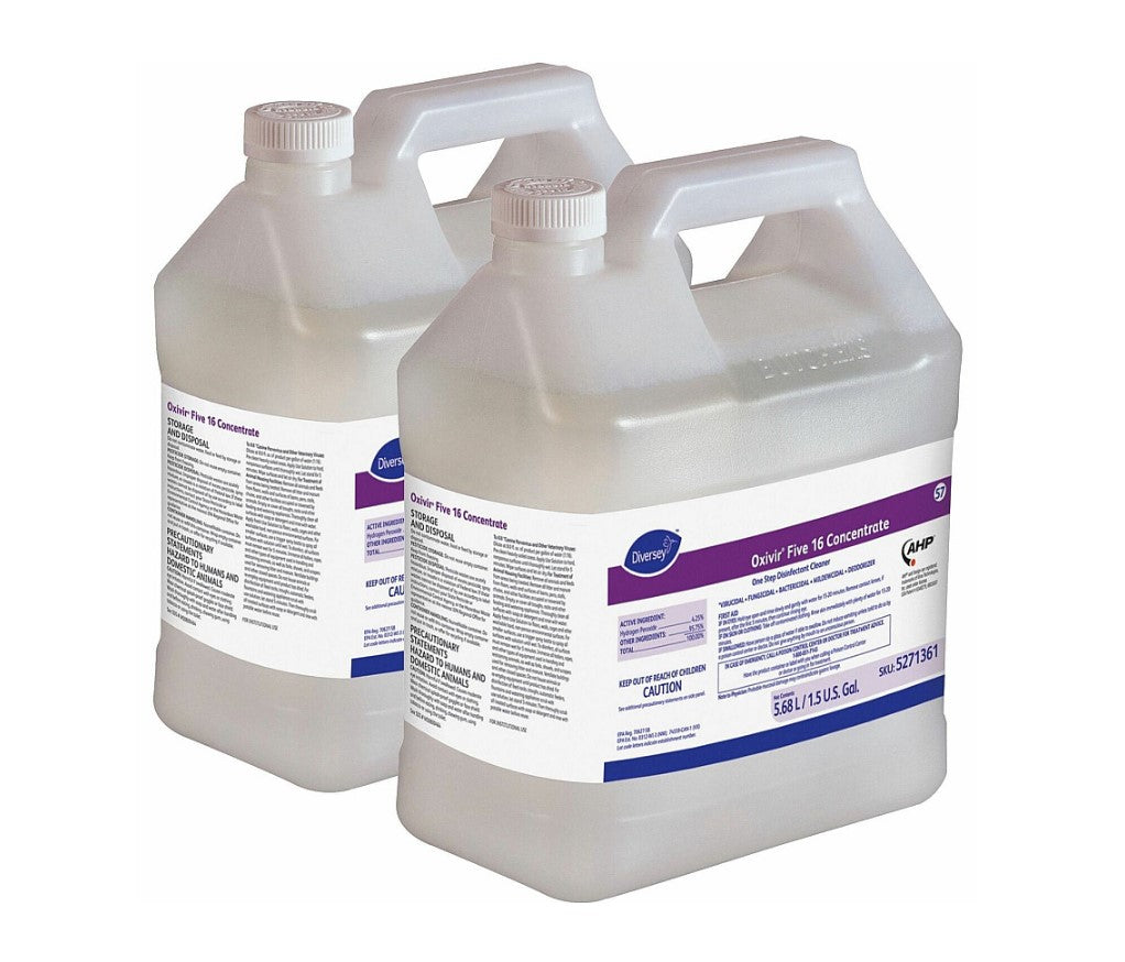 Diversey Oxivir Five 16 Concentrate Concentrate - 192 fl oz (6 quart) - Fast Acting, VOC-free, NPE-free - Clear - 2 / Carton
