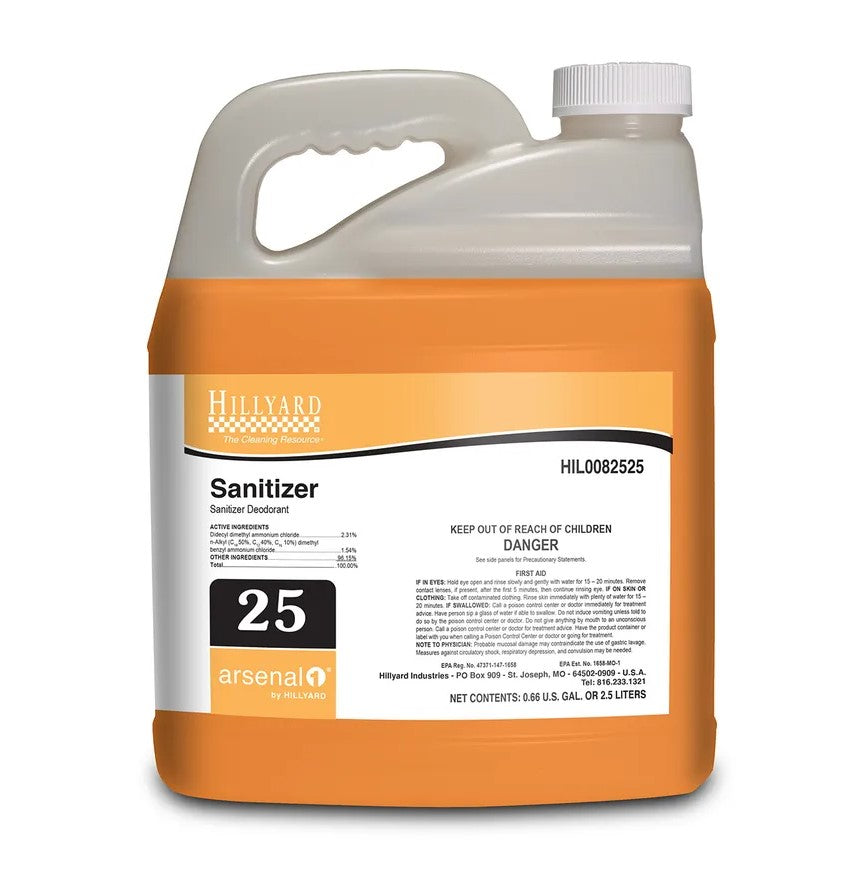 Hillyard Arsenal One Sanitizer 2.5 L Liquid Yellow - pack of 4