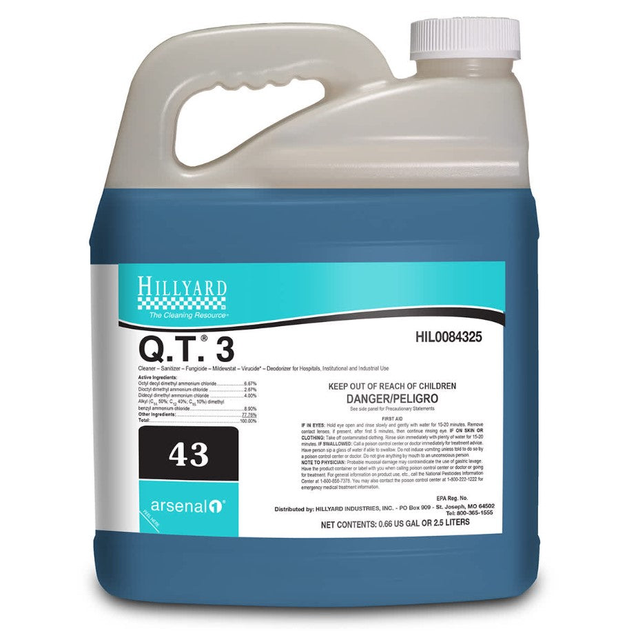 Hillyard Arsenal One Q.T. 3 Disinfectant Cleaner #43,  Pack of 4