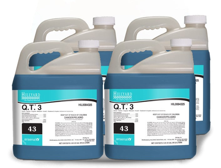 Hillyard Arsenal One Q.T. 3 Disinfectant Cleaner #43,  Pack of 4