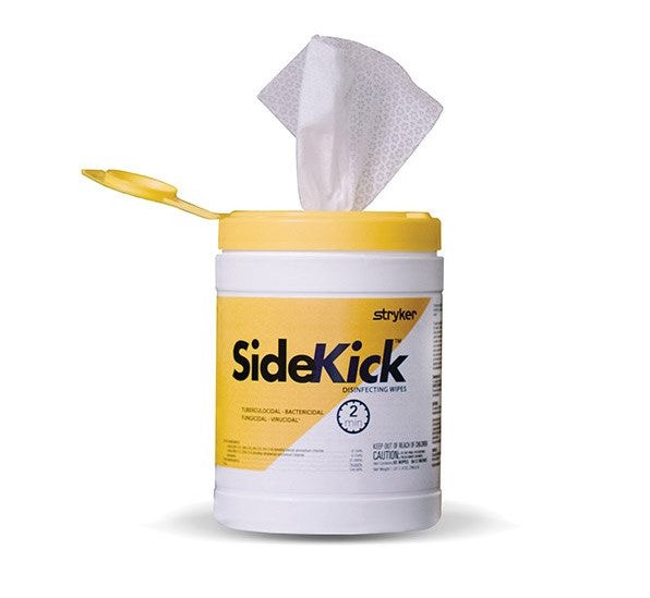 SideKick, Stryker Disinfecting Wipes - Standard Size, Case of 12 Canisters, 1200 Wipes, 6" x 10"