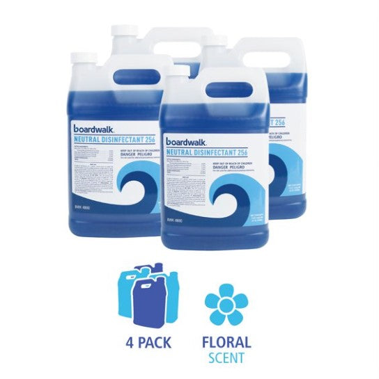 Boardwalk Neutral Disinfectant, Floral Scent, 1 Gal Bottle, Case of 4/Carton
