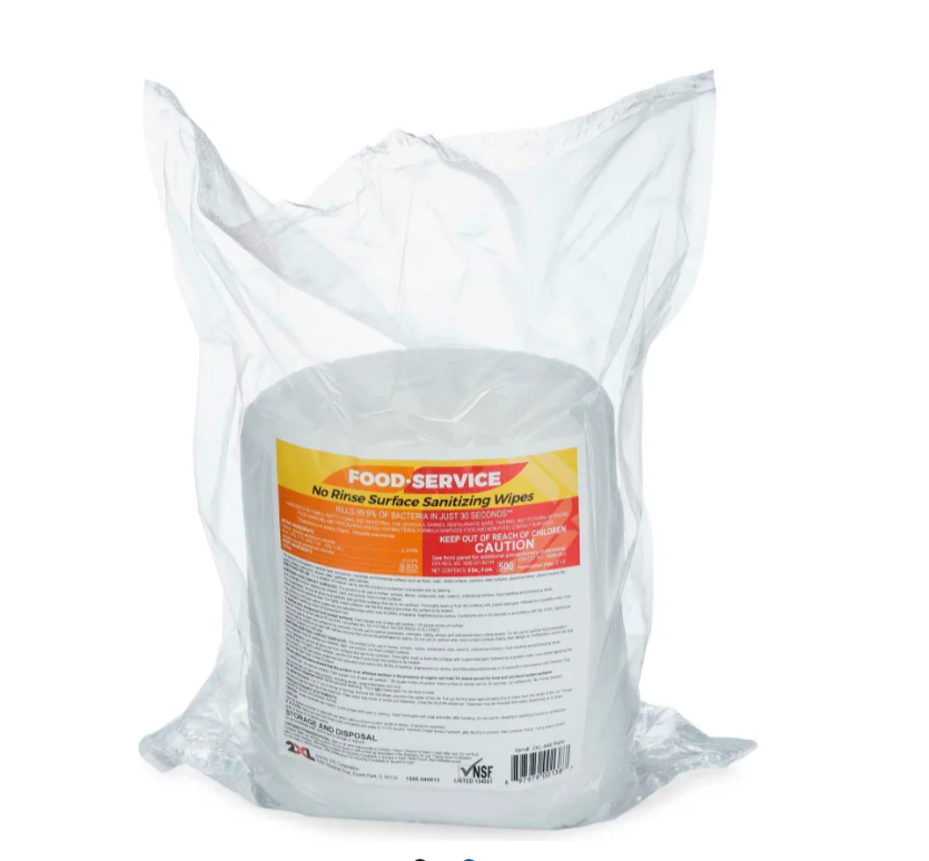 2XL Food Service No Rinse  Surface Sanitizing Wipes Refill,500 Wipes/Roll, 2 Rolls/Case - 2XL-446